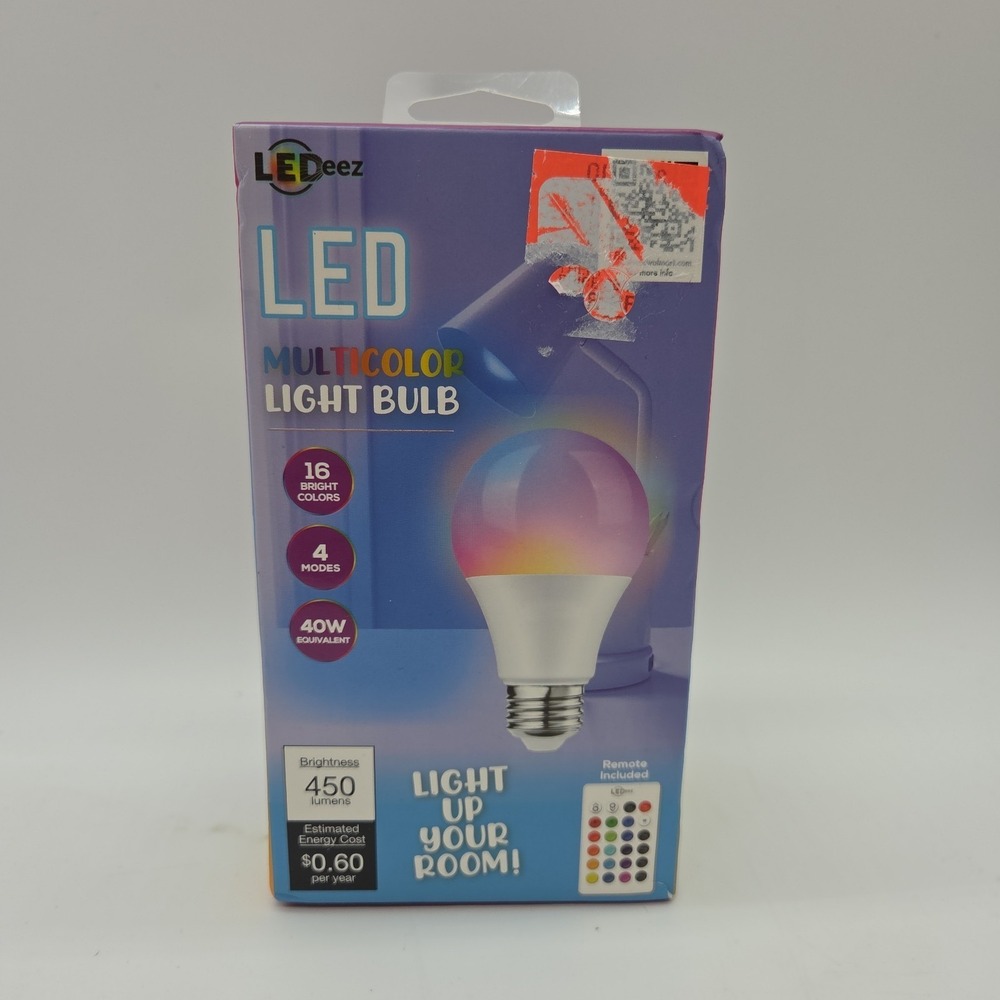 LEDeez Multicolor LED Light Bulb with Remote Control 16 Bright Colors 4 Modes